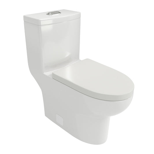 1 Piece Toilet With Dual Flush, Soft Closing Seat - White