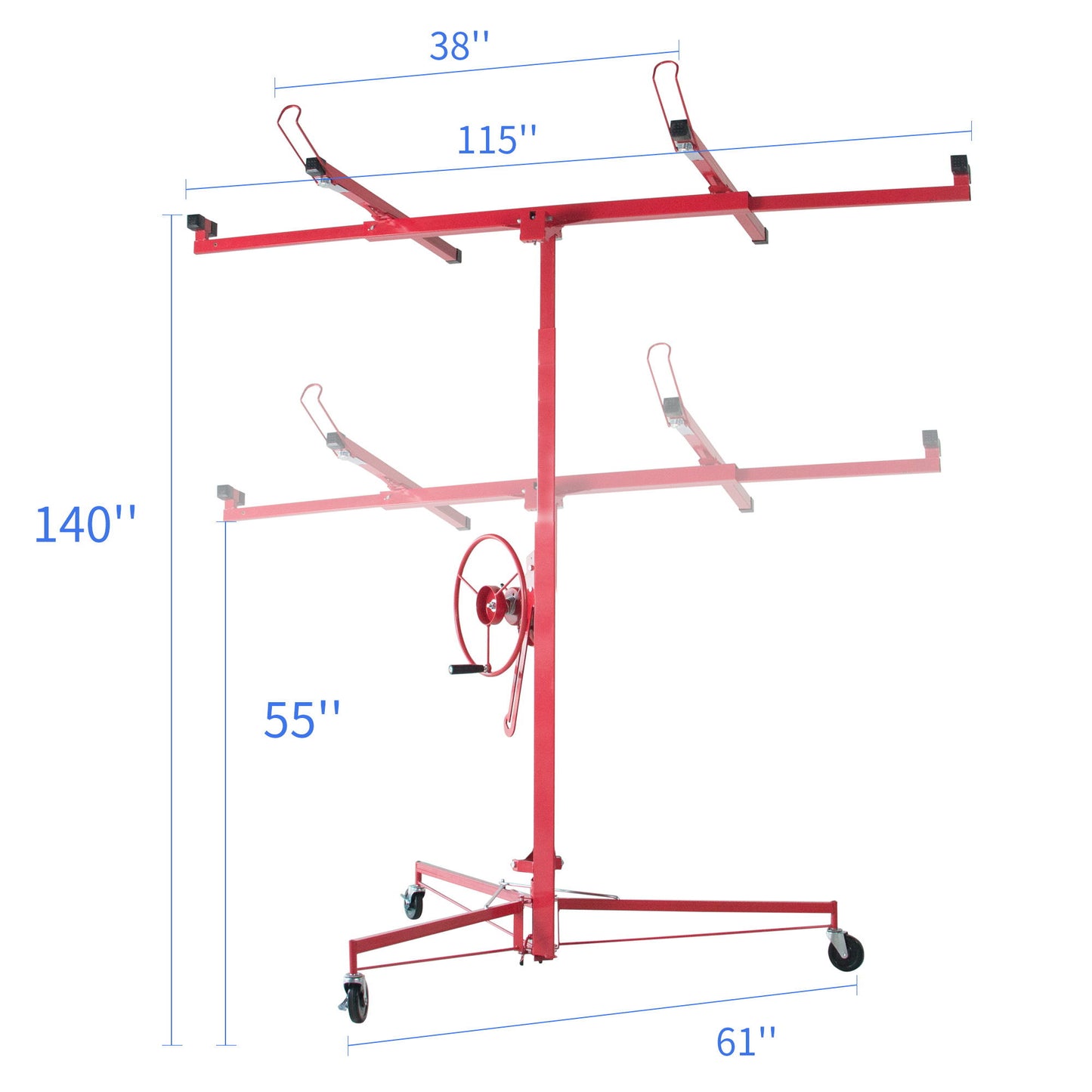 Drywall Panel Lifter Drywall Panel Hoist Jack Lifter Jack Rolling Caster Panel Hoist 11Ft - Red