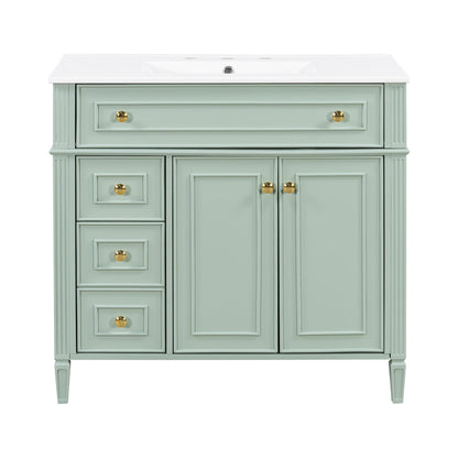 Bathroom Vanity With Sink, 3 Drawers & 2 Doors