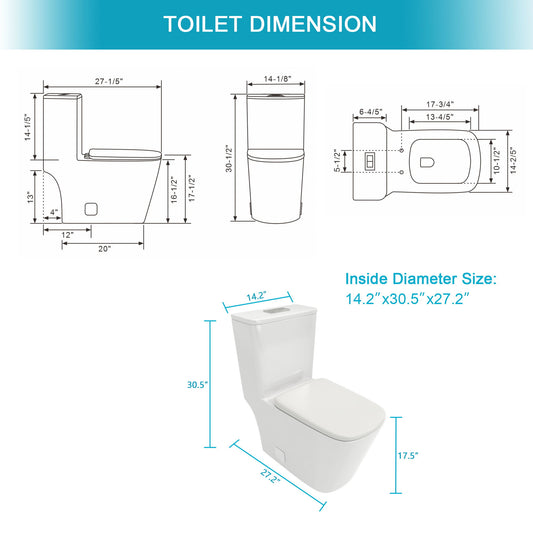 1 Piece Toilet & Dual Flush And Soft Closing Seat - White