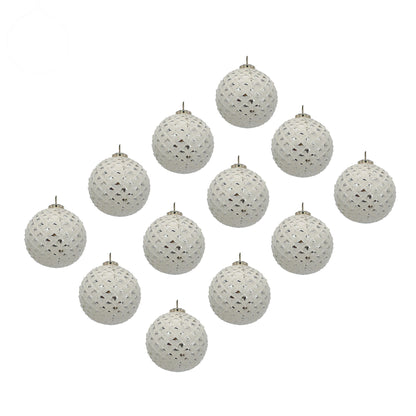 Christmas Ball Ornaments, Decorative Hanging Ball Christmas Tree Ornaments, For Holiday Party Decorations (Set of 12) - White