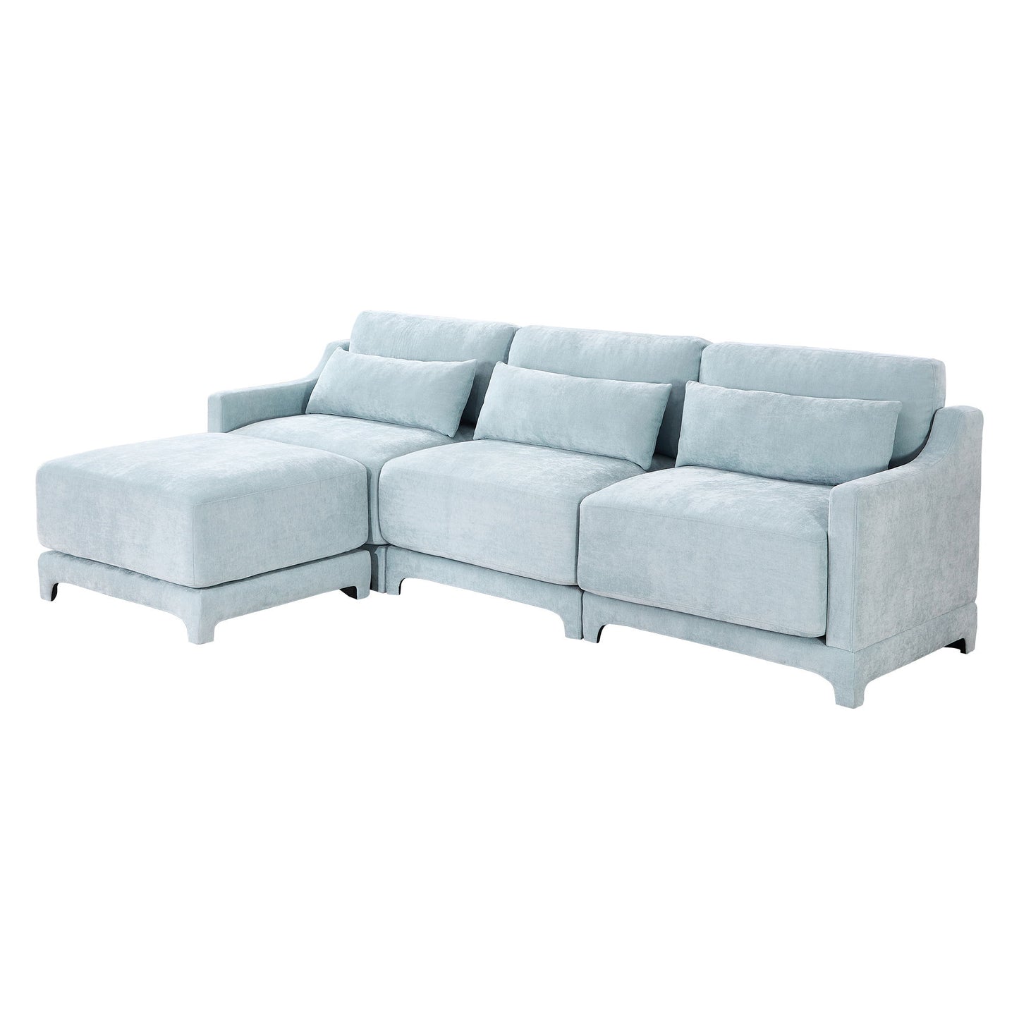 Stylish Sofa With Ottoman And Lumbar Pillows, Ergonomic Design