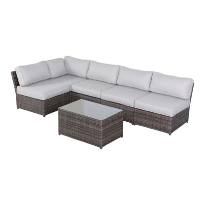Comfortable Modern Patio Rattan Sectional Set With Cushions