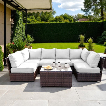 Comfortable Modern Patio Rattan Sectional Set With Cushions