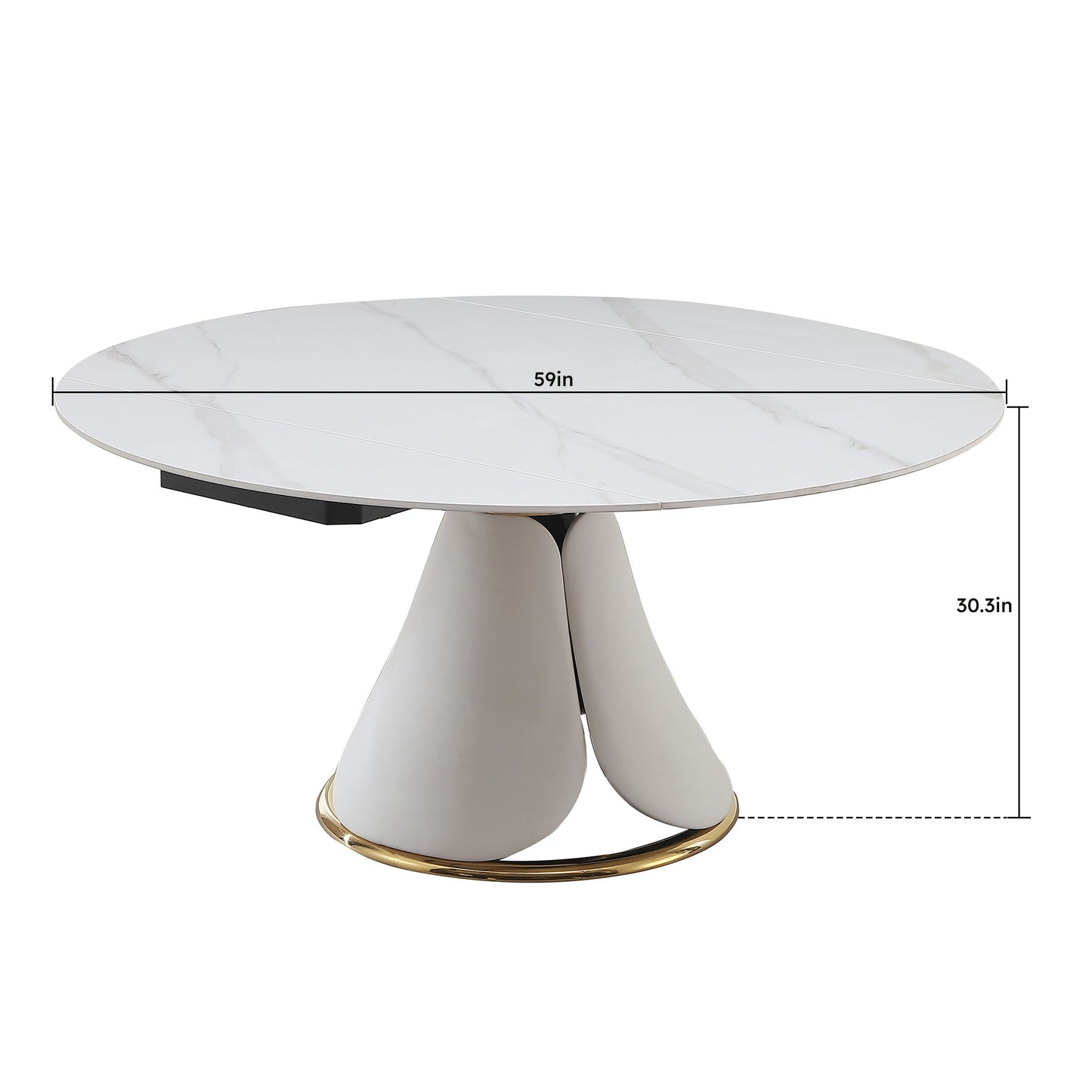 Fashion Modern Sintered Stone Dining Table With Multi Functional Retractable Design - White
