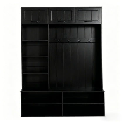 Farmhouse Hall Tree & Bench And Shoe Storage