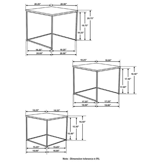 3 Piece Nesting Design Table Set - Brown