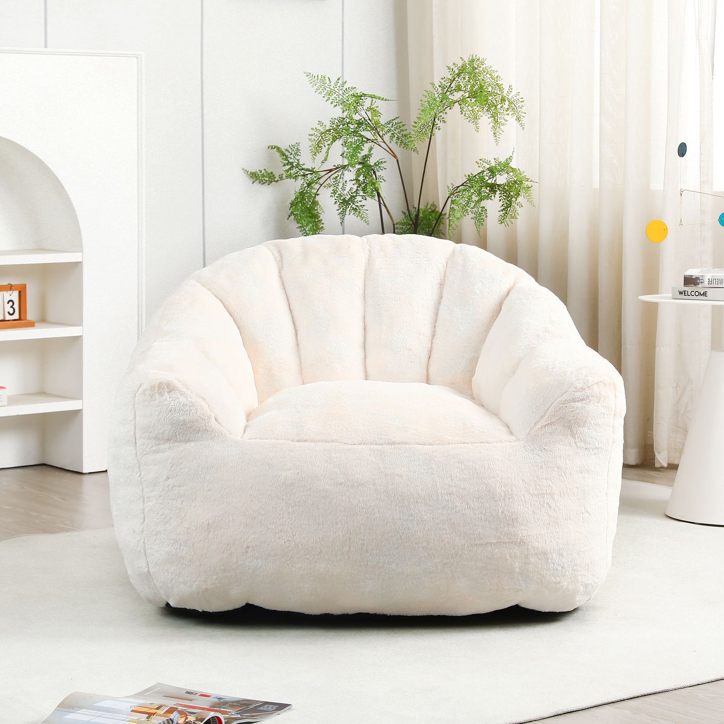 Beanbag Chair, Beanbag Sofa Chair With Armrests Stuffed High Density Foam