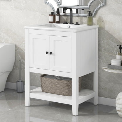 Modern Bathroom Vanity With Sink And Open Shelf