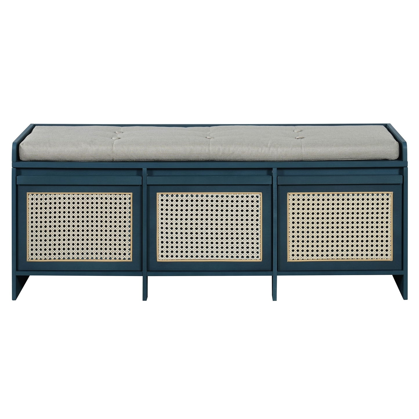 Entryway Shoe Bench With Drawers & Button Tufted Cushion