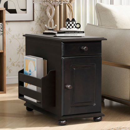 Vintage Flip Top Side Table With USB Ports