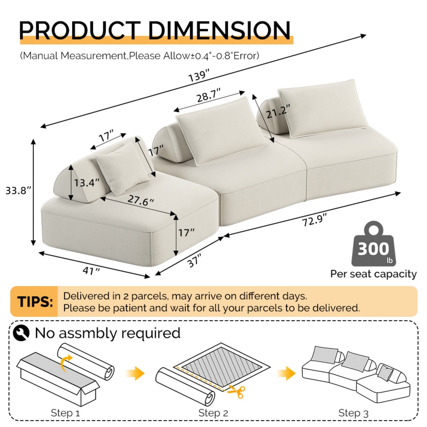 Modern Luxury Oversized Modular Sectional Sofa Set