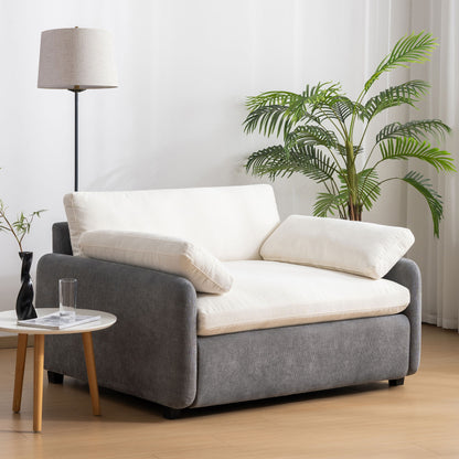 Oversized Single Sofa Chair Wide And Deep Seat, Modern Upholstered Comfy Blocking Couch Lounge With Pillows