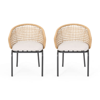 Outdoor Wicker Chair With Powder Coated Iron Legs