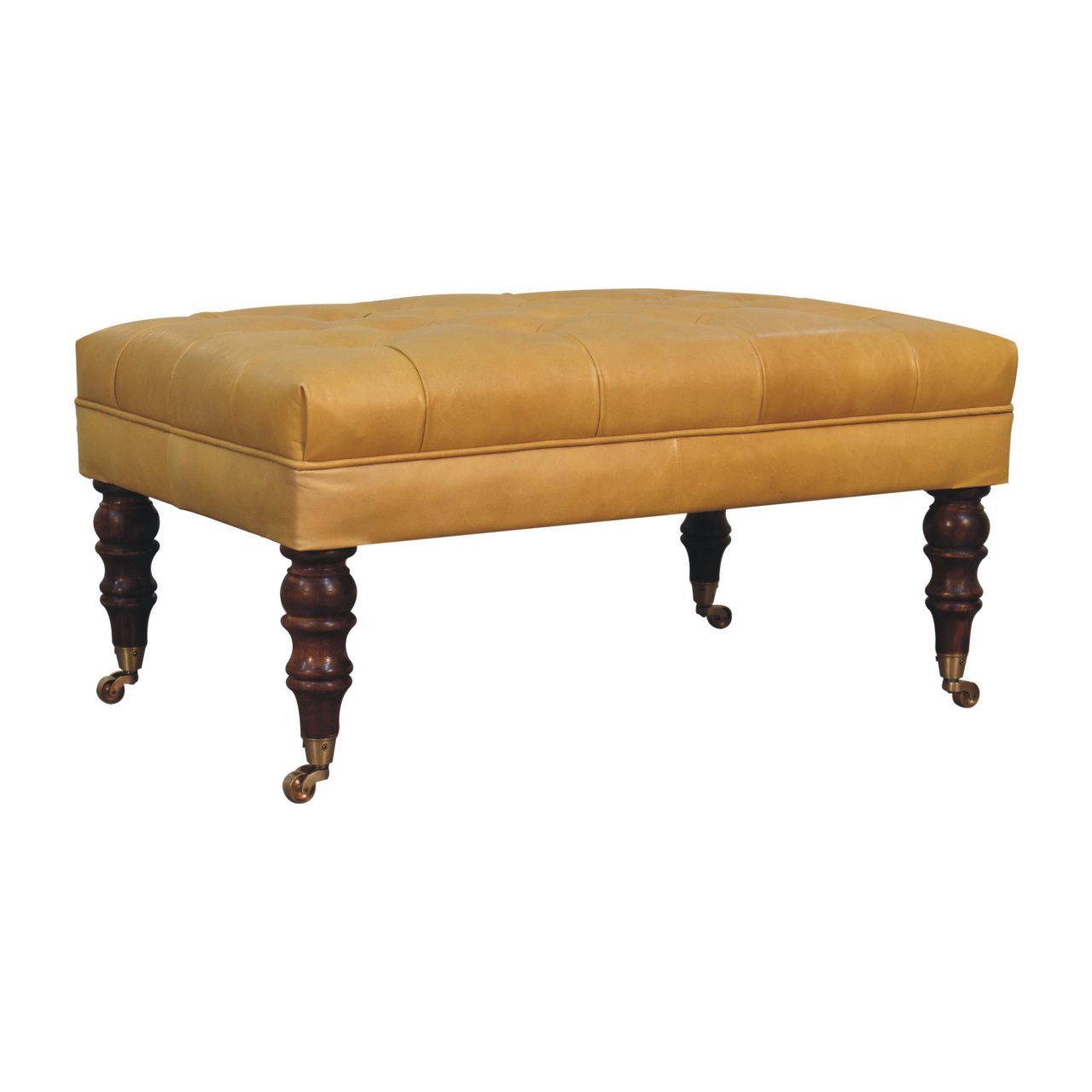 Buffalo - Leather Ottoman With Castor Legs
