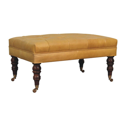 Buffalo - Leather Ottoman With Castor Legs