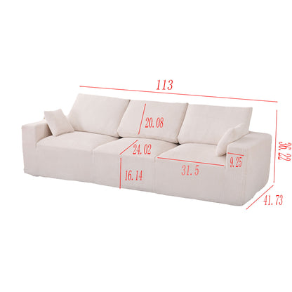 Modular Sectional Sofa With Extra Wide Cushion, USB / Type C Charger, Petal Armrest