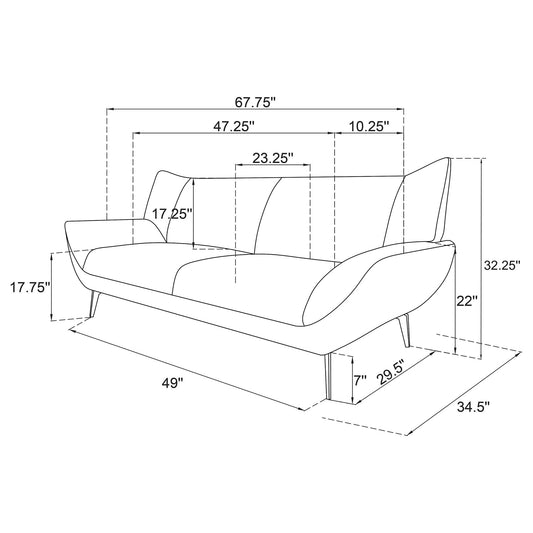 Logan - Flared Arm Loveseat Lounge Sofa - Teal Blue