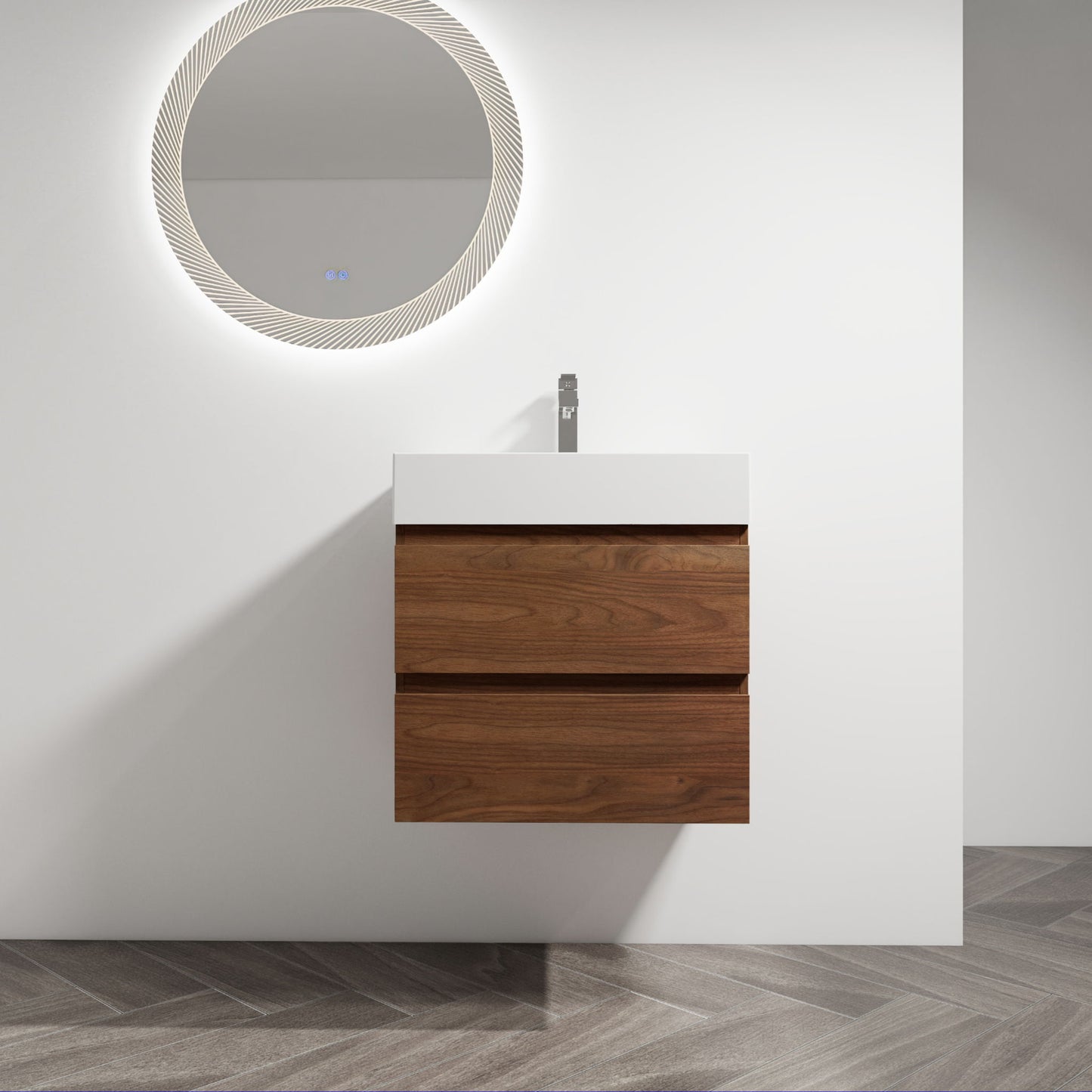 Wall Mounted Bathroom Vanity And Sink, 2 Soft Close Drawers