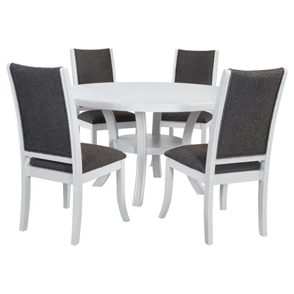 Tyler Pearl - 5 Piece Round Dining Table Set - White