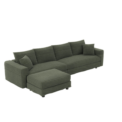 Deep Seat Convertible Sofa With Soft Pillows And Ottomans