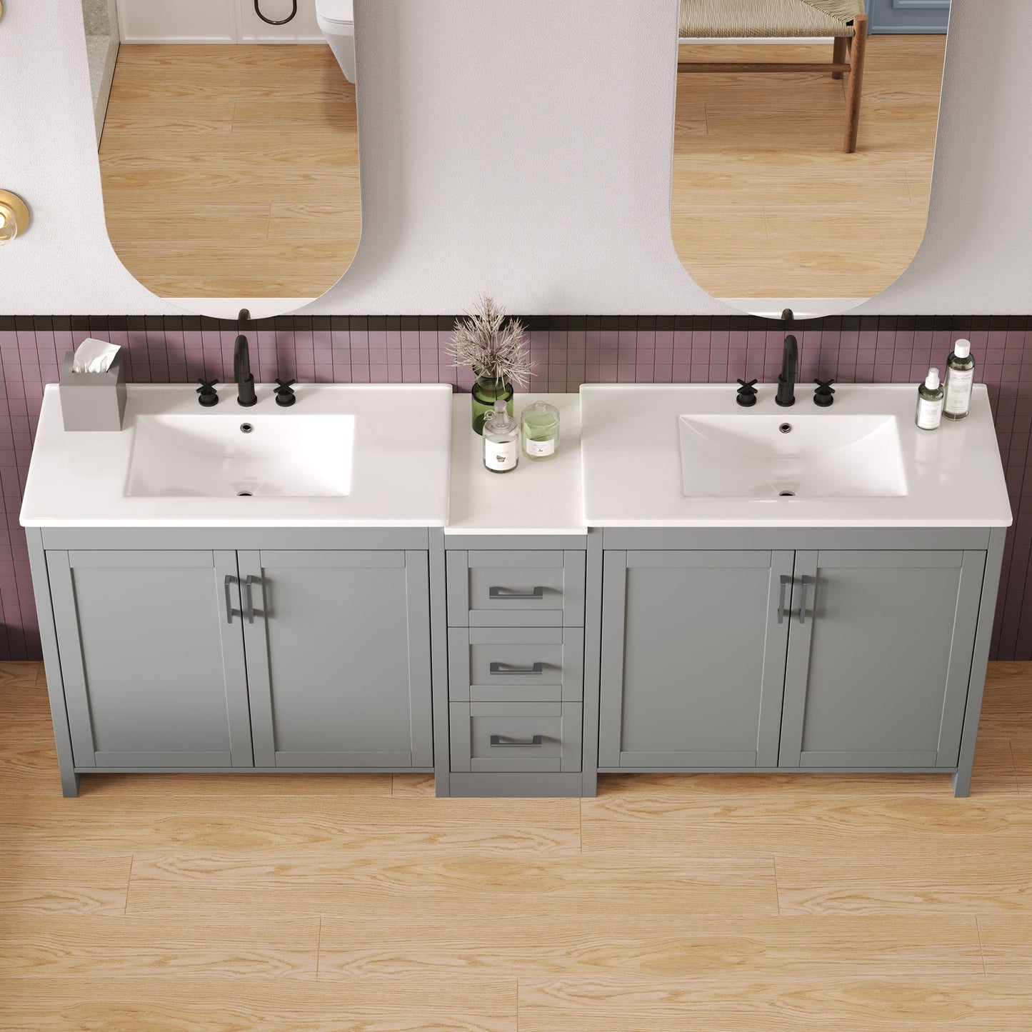 Double Sink Bathroom Vanity With Quartz Countertop