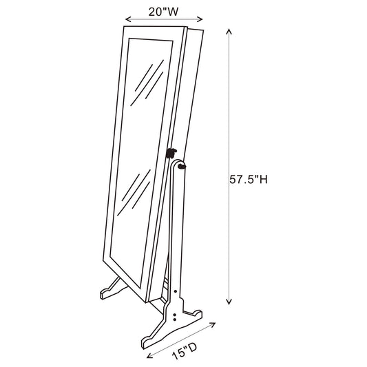 Rosalba - Jewelry Cheval Mirror With Tilting Full Length Mirror And Hidden Storage - Light Gray
