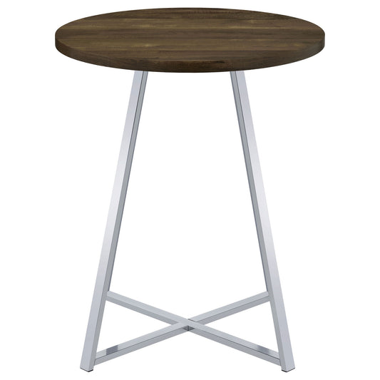 Burkhart - Round Height Bistro Bar Table - Brown Oak
