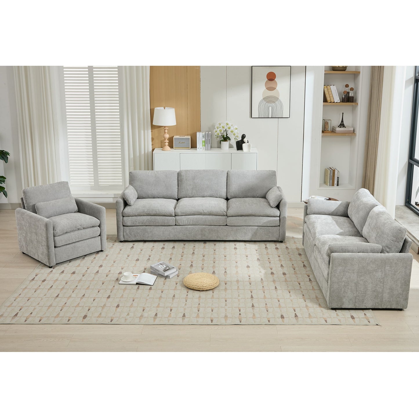 Cozy Upholstered Sofa Set For Living Room