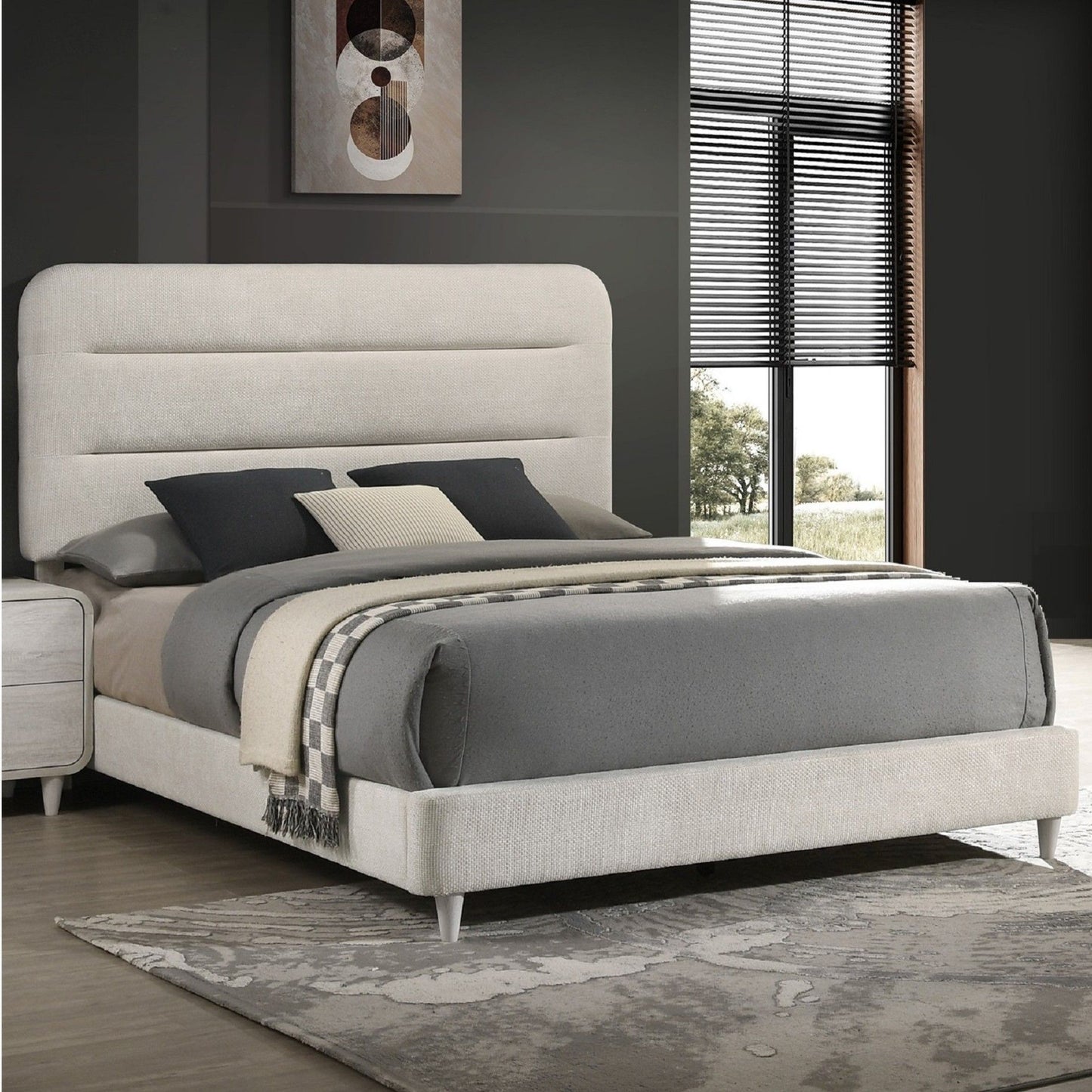 Upholstered Panel Bed, Sleek Lines