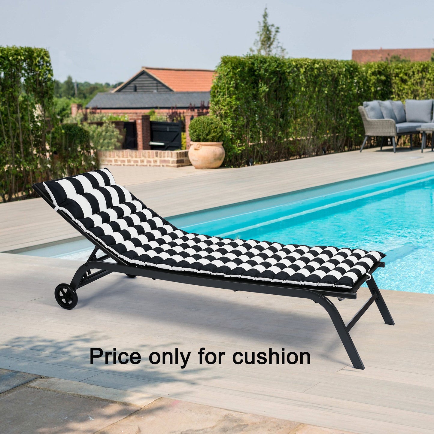 Outdoor Lounge Chairs (Set of 2), Cushion Replacement Patio Funiture Seat Cushion Chaise Lounge Cushion - Black / White