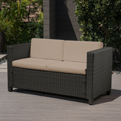 Puerta - Loveseat Outdoor Seating With Water Resistant Cushions - Dark Brown