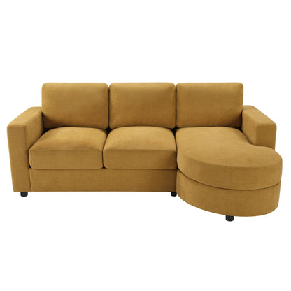 Modern L-Shaped Sectional Sofa With Curved Chaise, USB Ports, And Side Storage Pockets