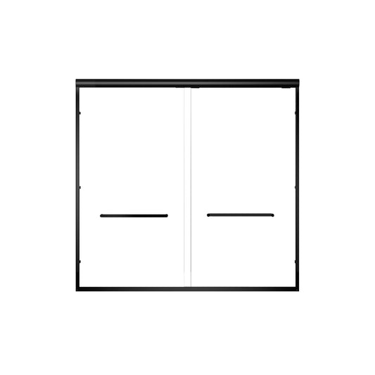 Aluminum Frame Double Double Soft Close Shower Door, Tempered Glass And Dual Stainless Steel Handles