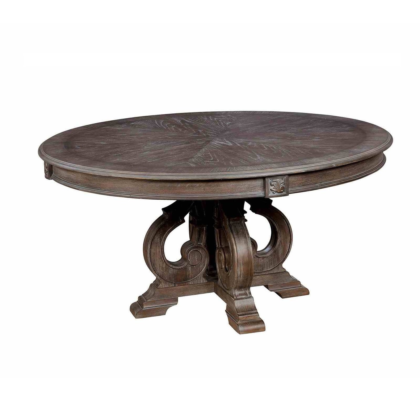 Round Dining Table With Pedestal Base - Natural / Rustic