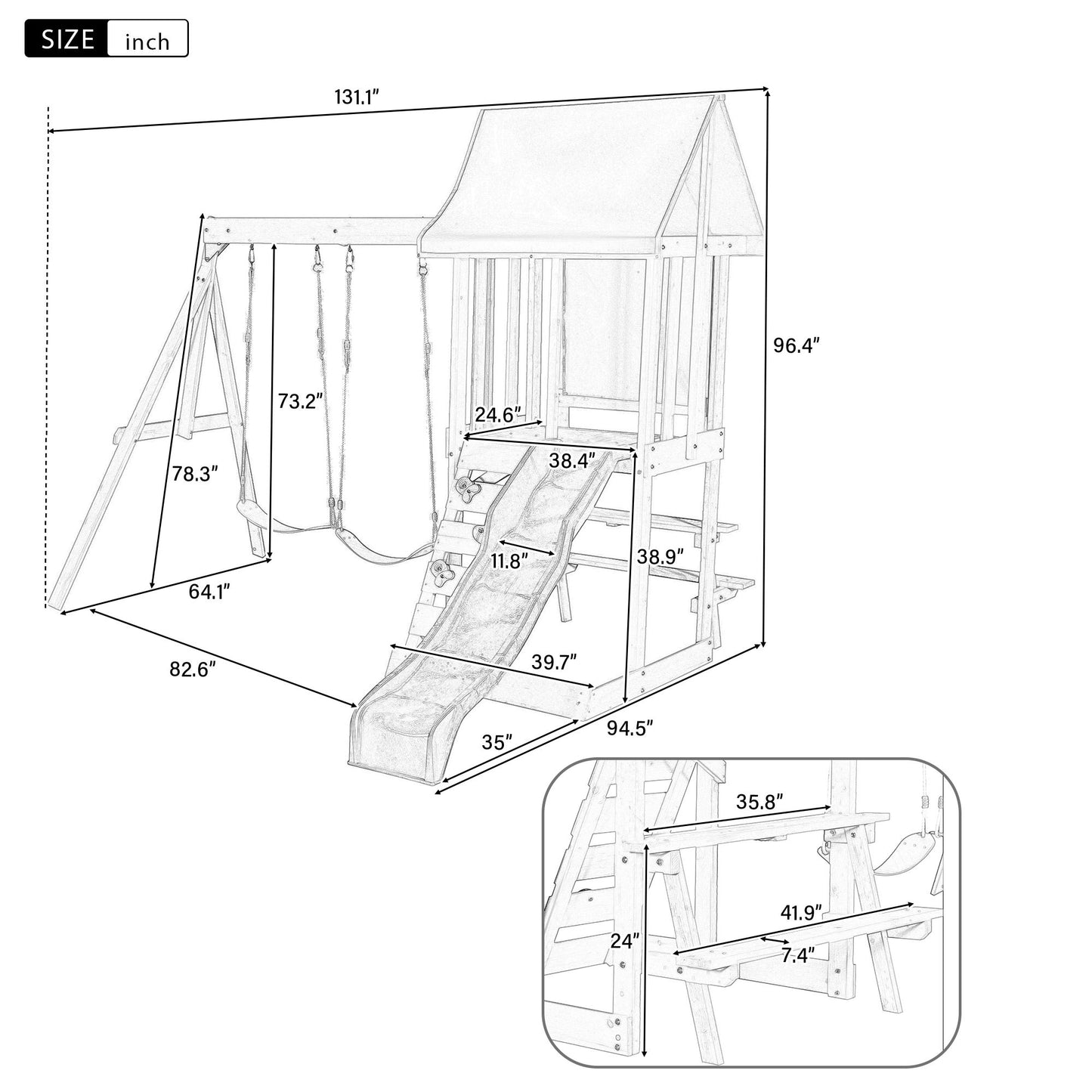 Children's Playset 3 In 1 With Slide, Swings, And Climber