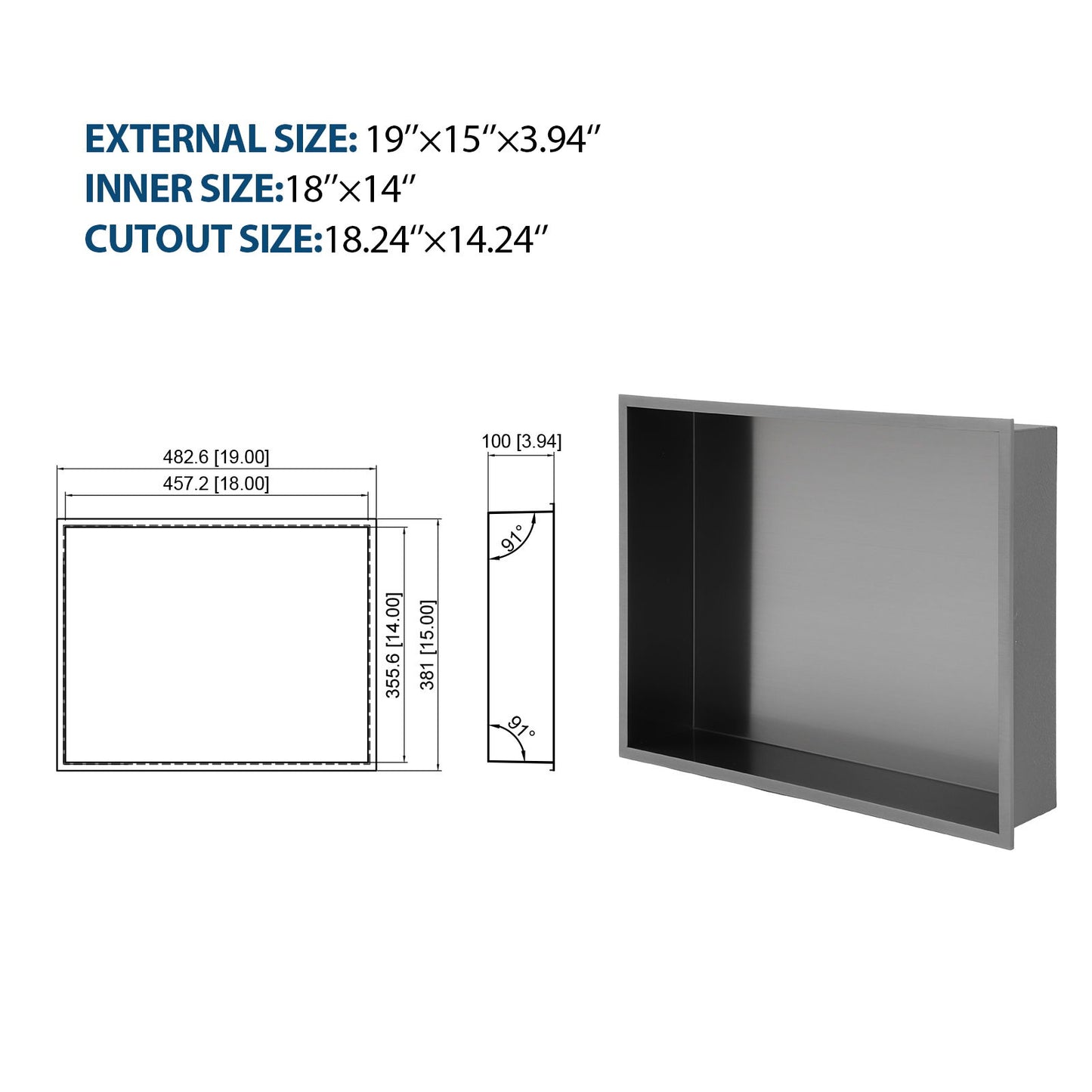 Stainless Steel Shower Niche With Seamless Design For Bathroom Storage