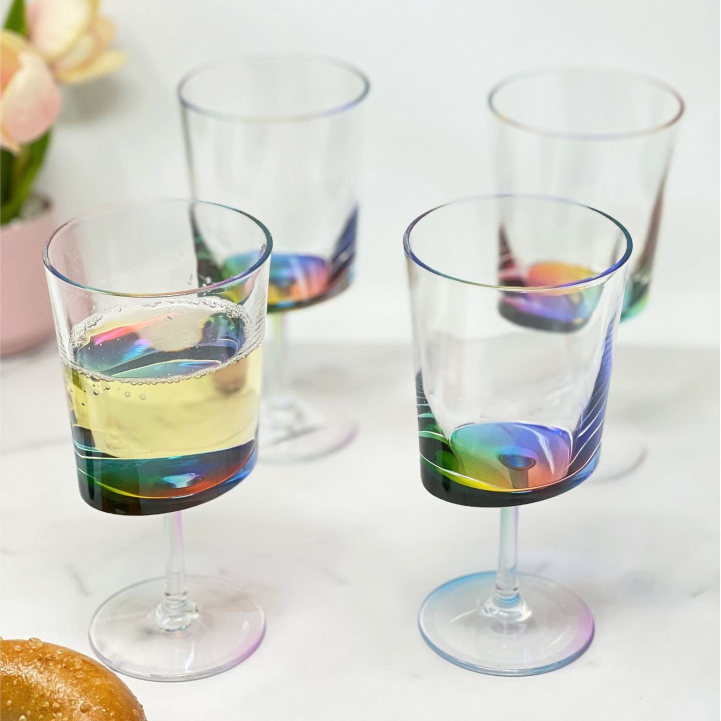 Halo Leadingware Oval Plastic Wine Glasses (Set of 4), Unbreakable Bpa Free Acrylic, 12Oz - Clear