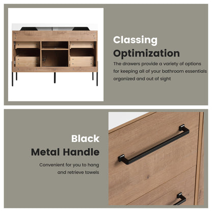 48" Freestanding Bathroom Vanity With Sink, Soft Close Cabinet Doors, 4 Drawers - Imitative Oak