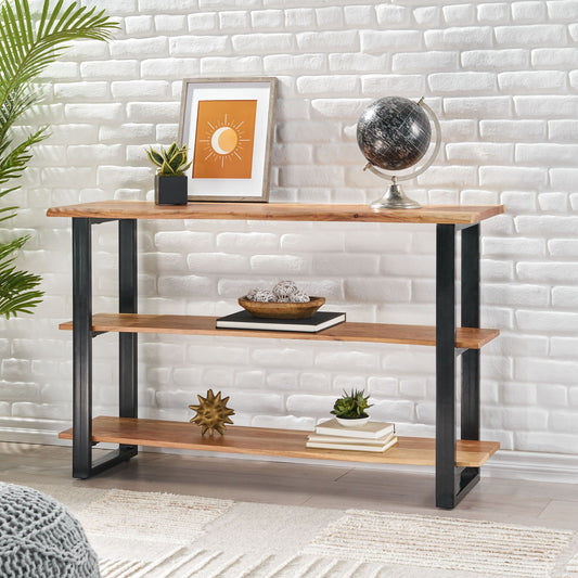 Industrial Media Console Table - Natural
