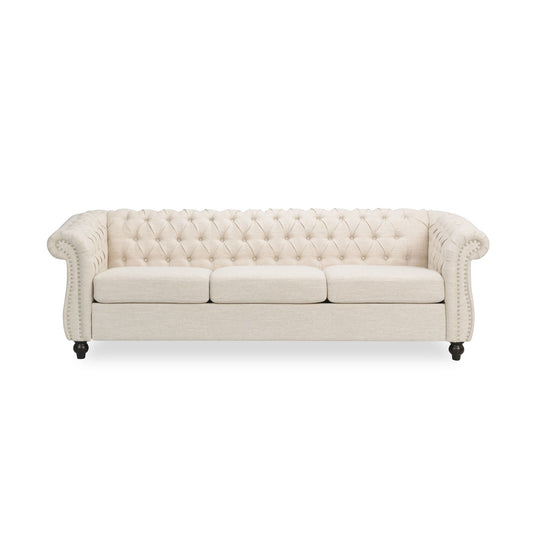 Chesterfield Style 3 Seater Sofa With Deep Button Tufting