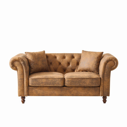 Chesterfield Loveseat, High Tech Fabric Roll Armrest