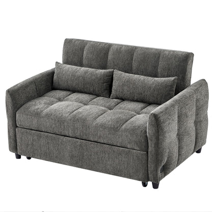Loveseat Sofa Pull-Out Bed With Adjustable Backrest, 3 USB Ports And 2 Lumbar Pillows For Living Room