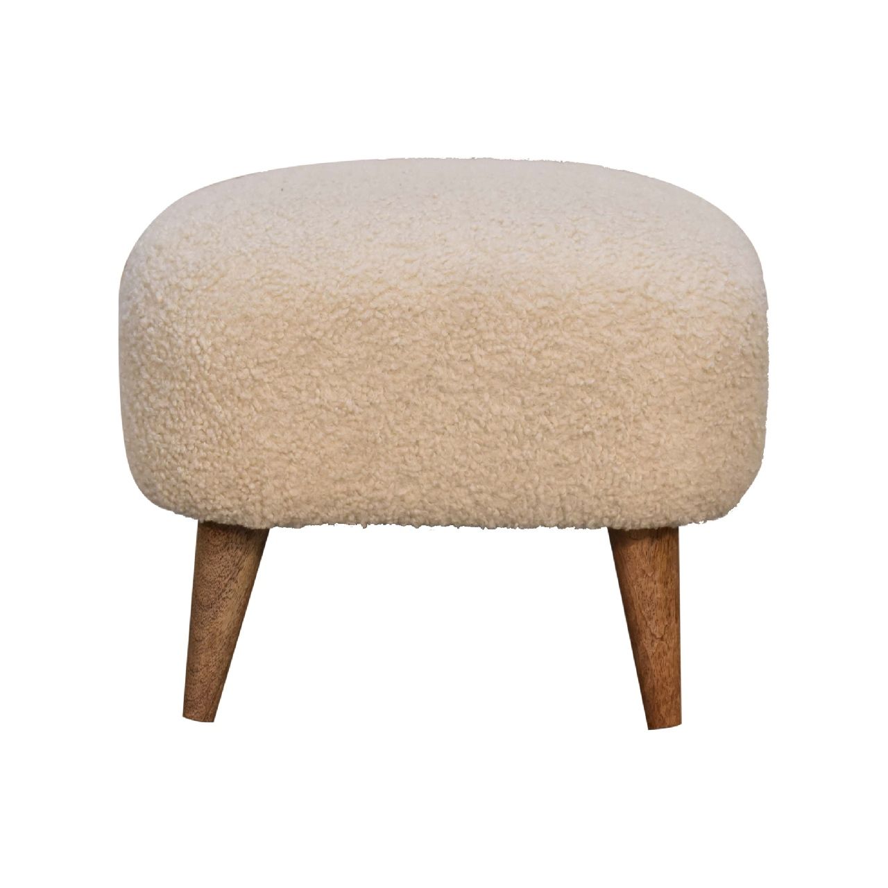 Boucle Square Footstool - Cream