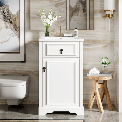 Elegant Bathroom Vanity With Ceramic Sink, Soft Close Door, Adjustable Shelf
