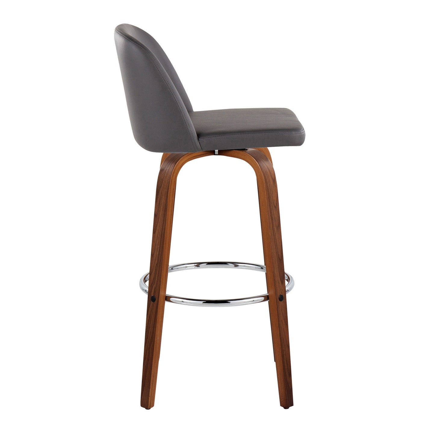 Toriano - Mid Century Modern Fixed Height, Barstool With Swivel With Round Footrest (Set of 2)