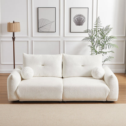 2 Seater Cushion Sofa With 2 Cushions And 2 Ball Pillows