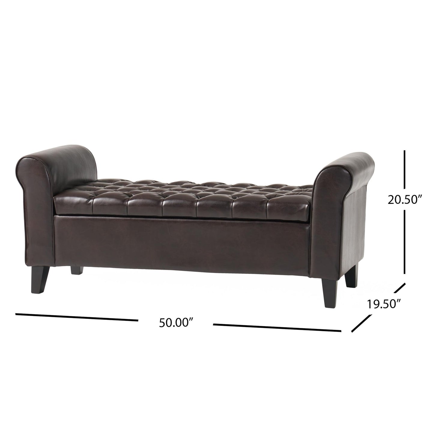 Hayes - Contemporary Armed Storage Bench With Button Tufting And Rolled Arms