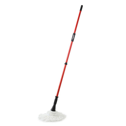 Ultra Fine Fiber Twist Mop With 57.5 Inch Long Handle For Dry And Wet Floor Cleaning - Red