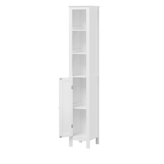 Slim Tall Bathroom Storage Cabinet With Adjustable Shelves, Anti Tip Freestanding Cabinet - White